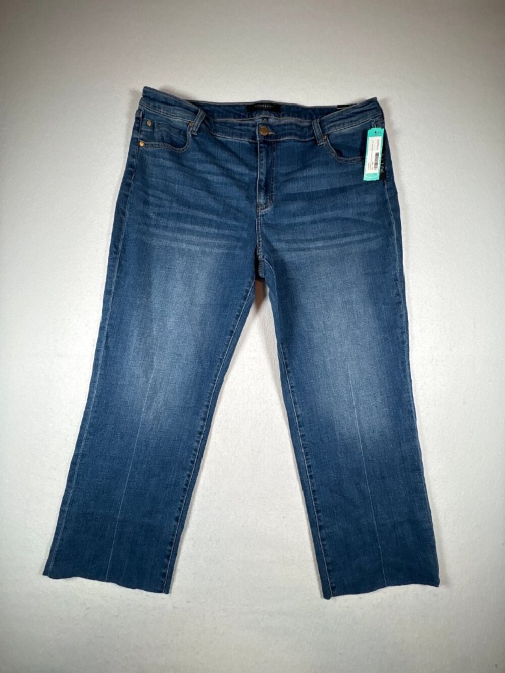 Liverpool Los Angeles Kennedy Crop Straight Jeans Women 18W Blue Denim Blind Hem